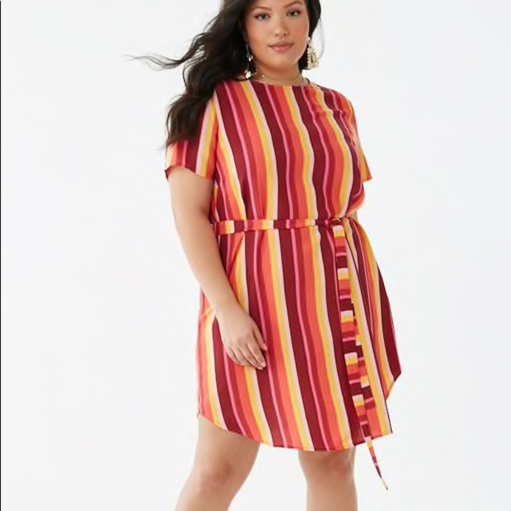 Belted striped dress